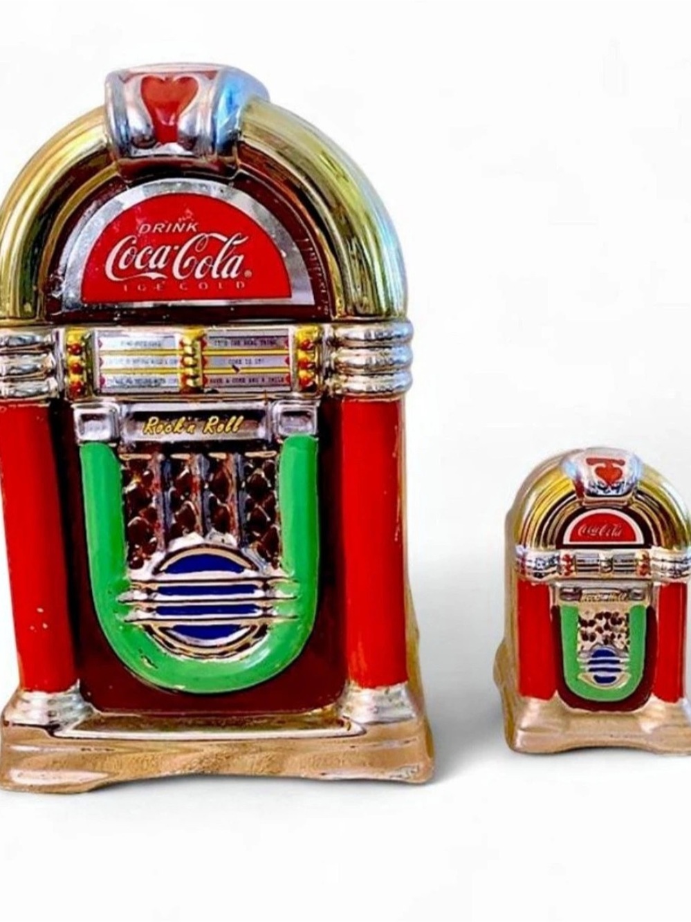 Coca-Cola jukebox- 🍪jar&🧂&pepper shaker set/vintage/ceramic